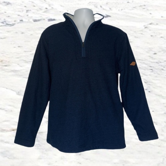 Orvis Other - Orvis Sherpa Lined Quarter Zip Pullover Jacket Men’s Large Navy Blue Fleece
